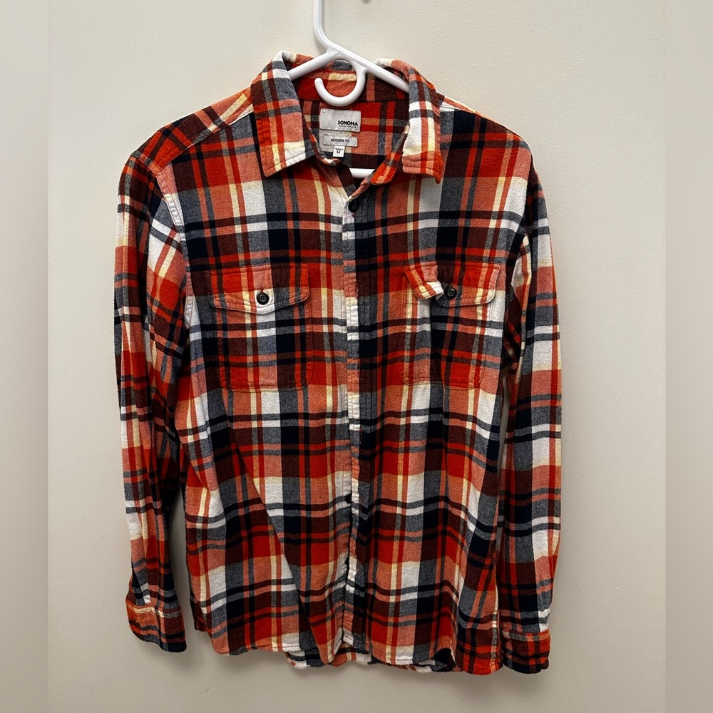 Sonoma Flannel Orange and Blue
